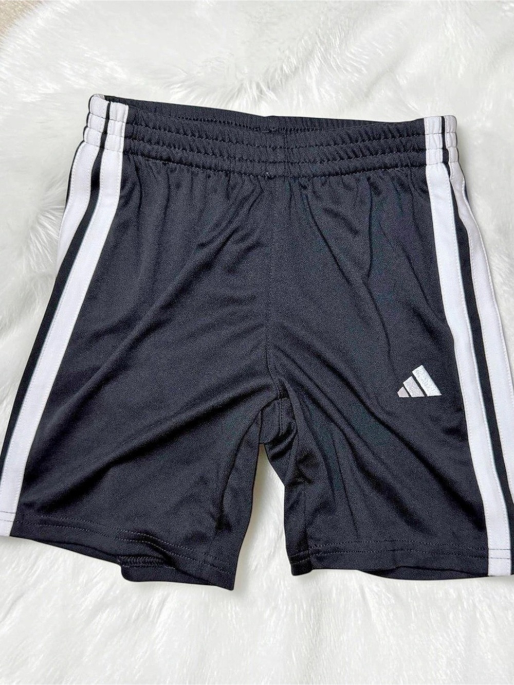 adidas 3-Stripes Athletic Shorts Black & White Boys Size 5